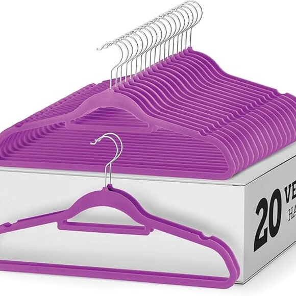 Black Velvet Clothing Hangers W/Tie Bar - Non-Slip, Swivel Hook, 20 pack, NWT - Picture 6 of 12